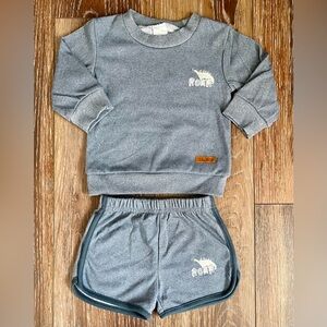 Lila & Jack French Terry Dinosaur Pullover Sweater & Short Set Size 9-12 Months